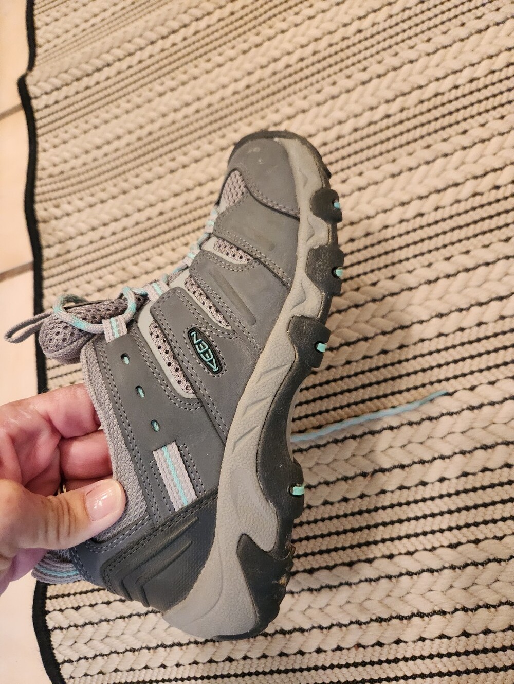 Keen Gray Athletic Shoes with Aqua Accents
